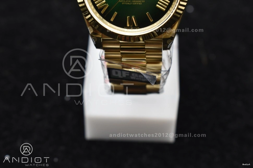 Black Green 40 President V4 Bracelet Weight) on 904L Steel YG A2836 QF Dial Edition (Gain DayDate Best 0118